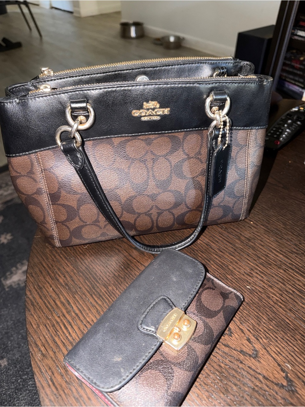 Vintage Coach Brown Signature Canvas Satchel